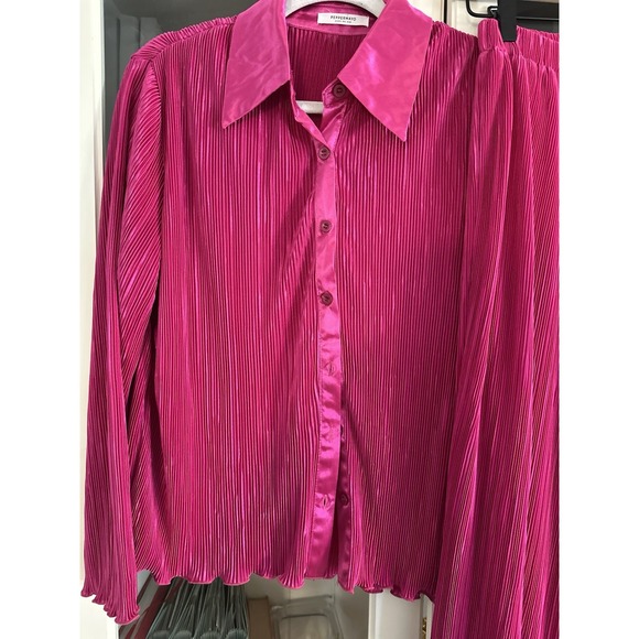 Peppermayo 90s Muse Plisse Pants & Plisse Shirt SET Magenta size 2 - Picture 3 of 10
